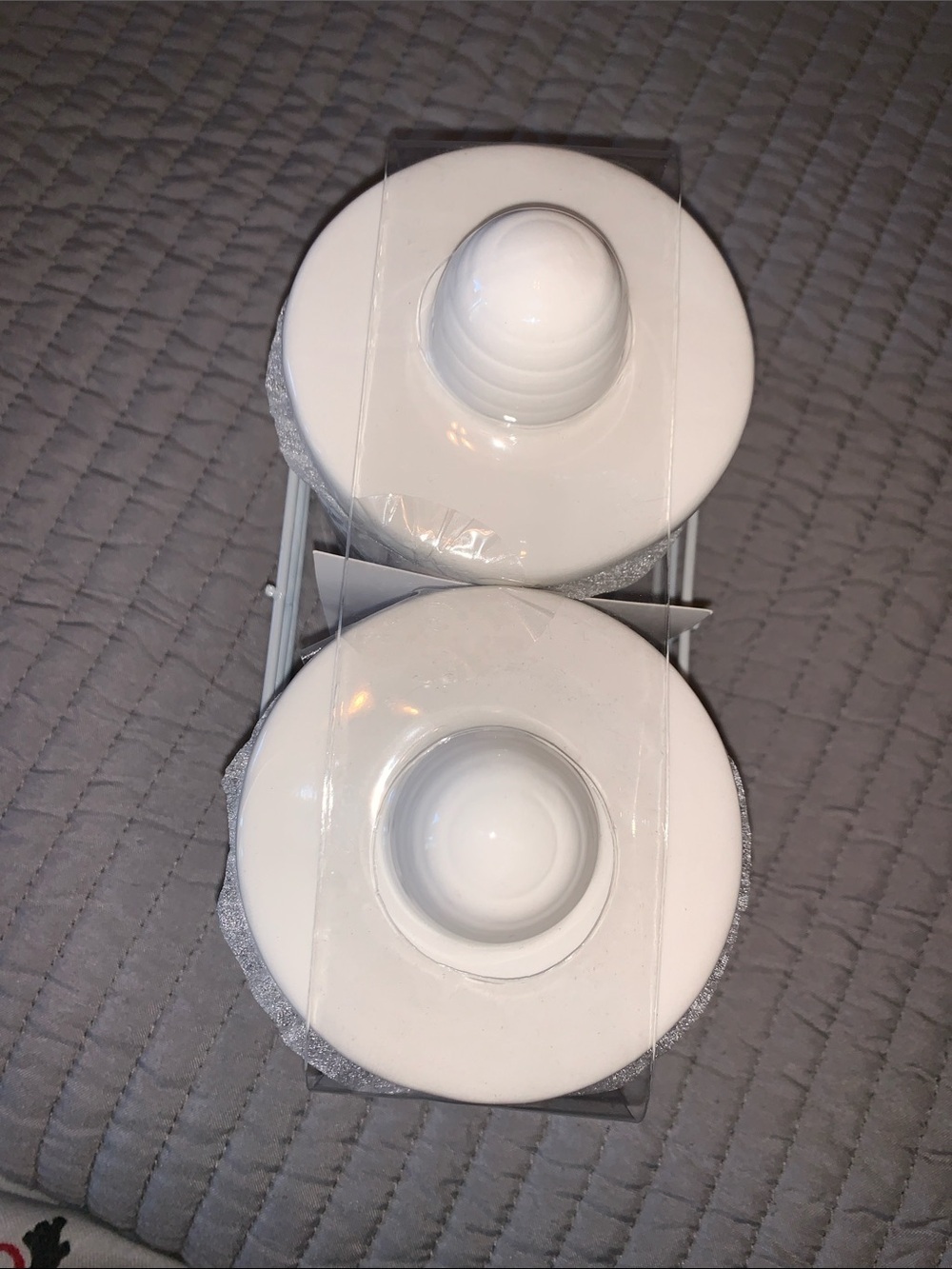 Butterfly SALT & PEPPER CELLARS & HOLDER Containers glazed glass NEW - Picture 5 of 7